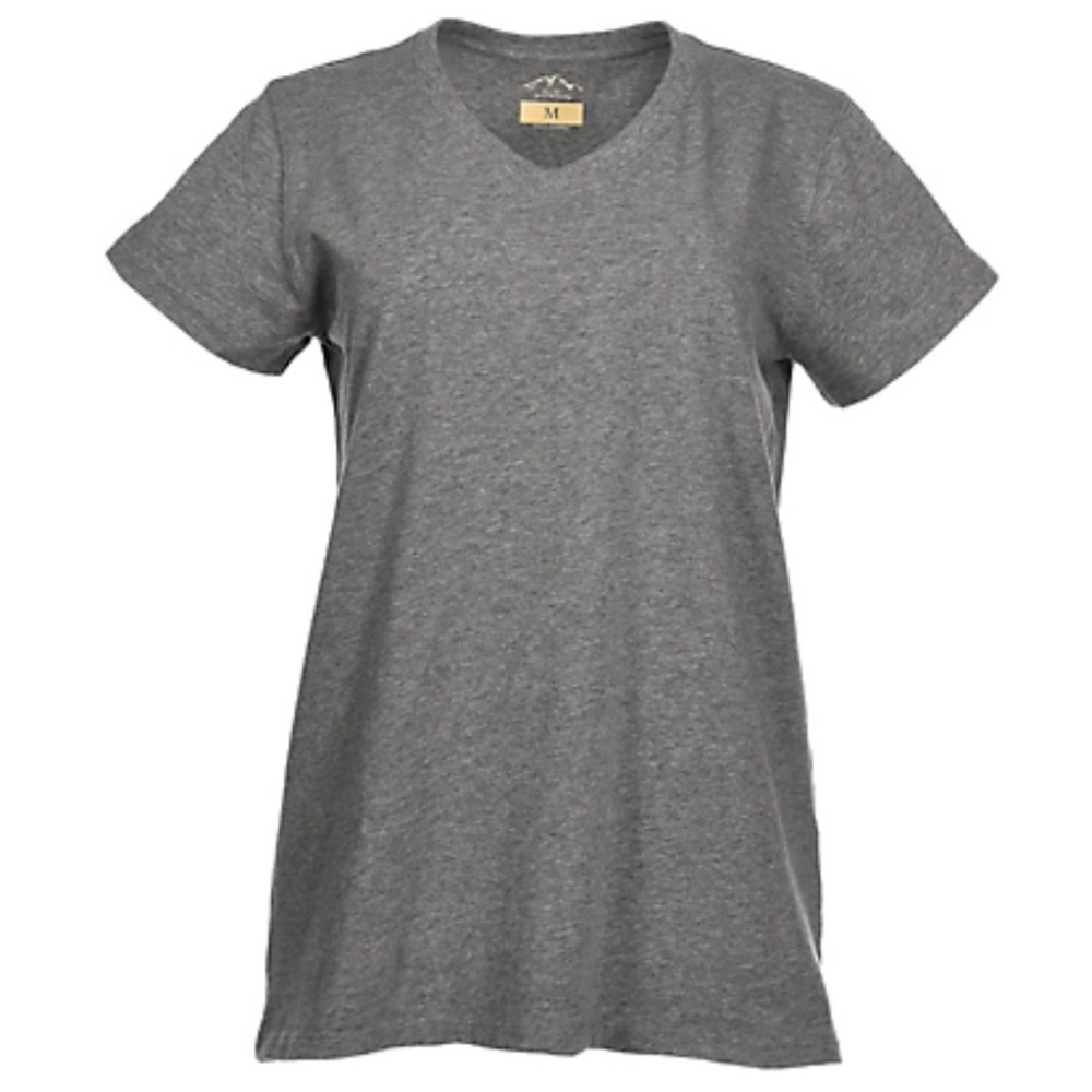 Blue Mountain Women's V-Neck Heather Gray Short-Sleeve T-Shirt XL